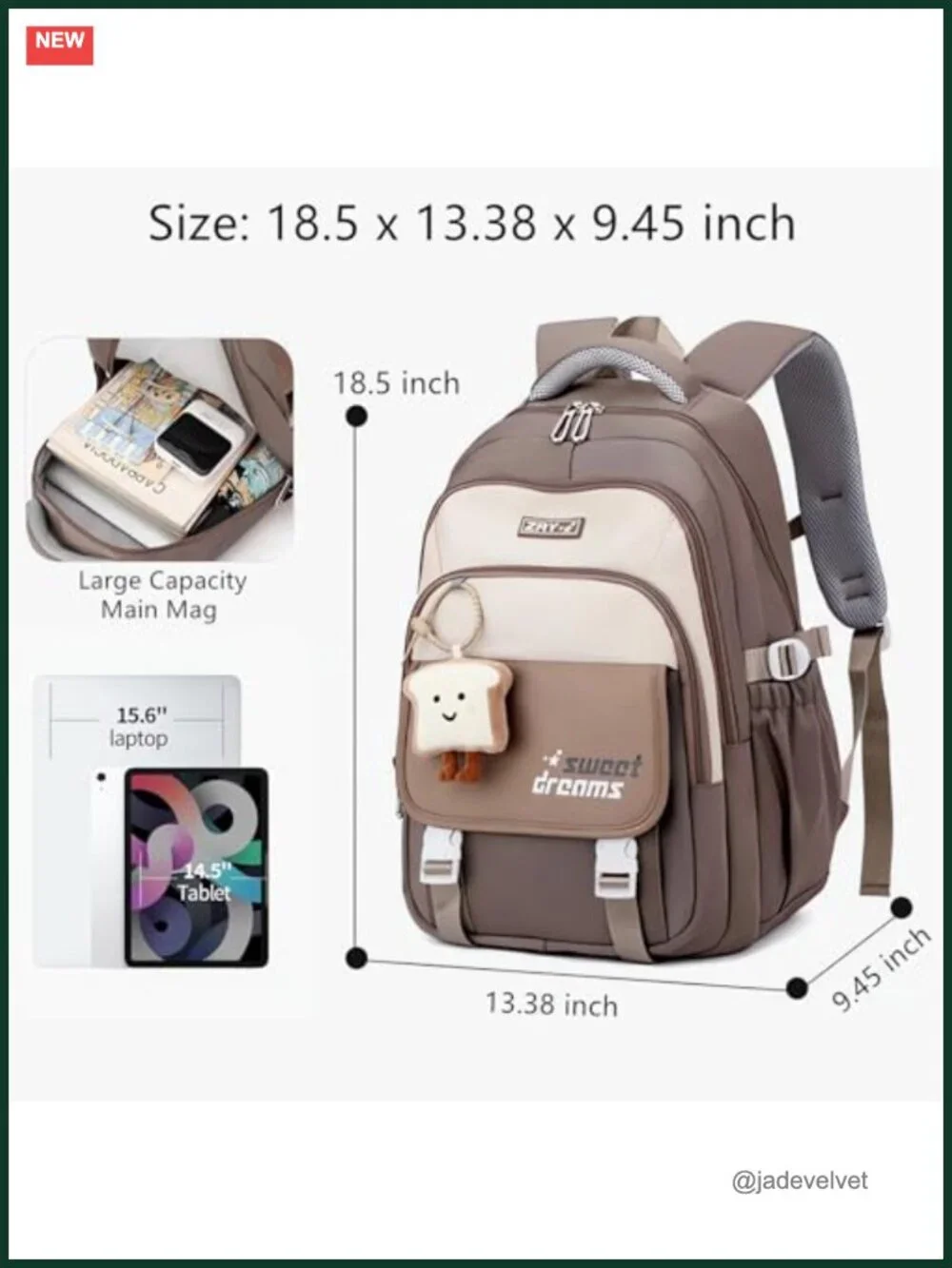 Waterproof Nylon Backpack for Teen Girls Students School Travel Laptop Daypack